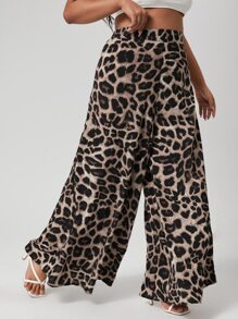 Calvaya Pantalones con estampado de leopardo de pierna ancha - Multicolor - Ver 1