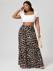 Calvaya Pantalones con estampado de leopardo de pierna ancha - Multicolor - Ver 3