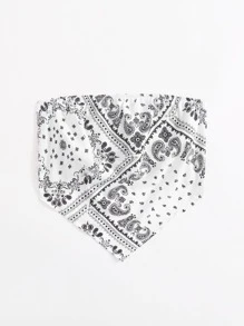 Top pañuelo corto con estampado de paisley - Blanco y Negro - Ver 4