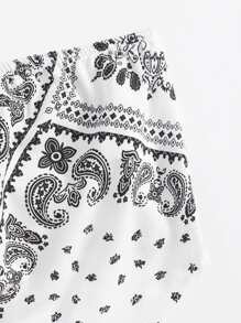 Top pañuelo corto con estampado de paisley - Blanco y Negro - Ver 5