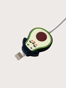 Cartoon Avocado Design Data Cable Protector - Dark Green - View 1