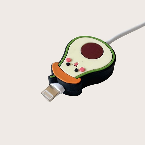 

Cartoon Avocado Design Data Cable Protector, Multicolor