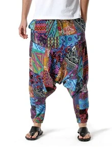 Manfinity RSRT 男士拼接圖案哈倫褲 - 彩色 - 查看 1