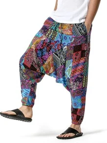 Manfinity RSRT 男士拼接圖案哈倫褲 - 彩色 - 查看 4