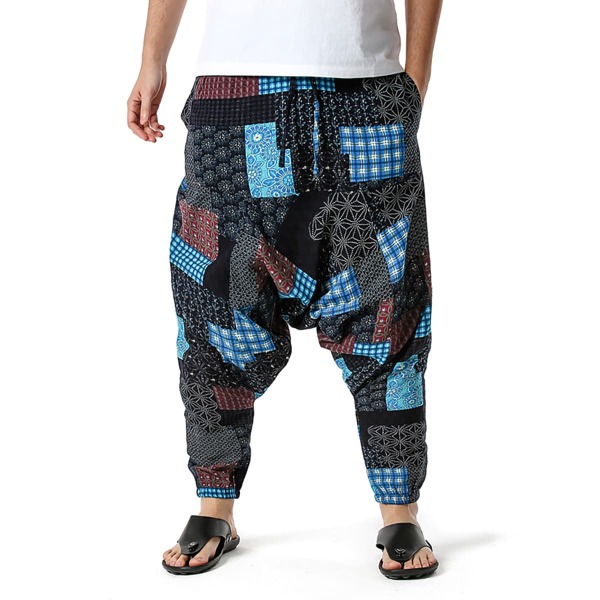 

Men Patchwork Pocket Harem Pants, Multicolor