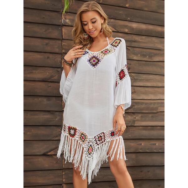 

Fringe Trim Cover Up, White