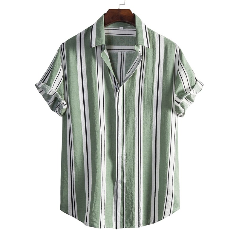 

Guys Striped Button Front Shirt, Mint green