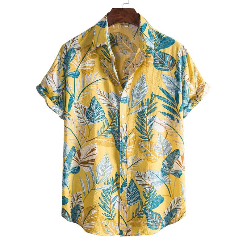 

Guys Button Front Leaf Graphic Shirt, Multicolor
