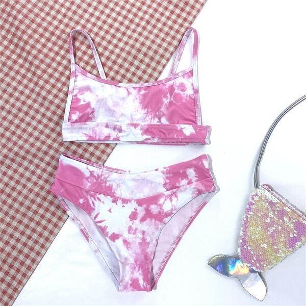 

Girls Tie Dye Bikini Swimsuit, Pink