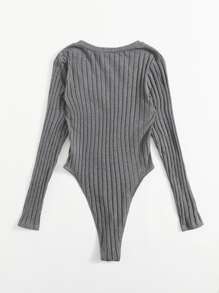 SHEIN EZwear Body camiseta tejido de canalé - Gris - Ver 2