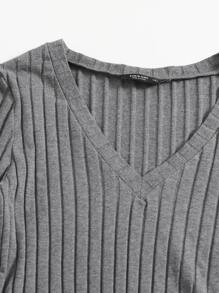 SHEIN EZwear Body camiseta tejido de canalé - Gris - Ver 5