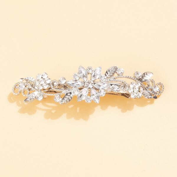 

Rhinestone Flower Decor Hair Clip, Silver