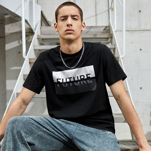 

Men Letter Graphic Tee, Black