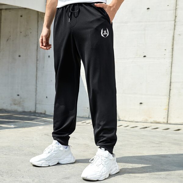 

Men Letter Graphic Sweatpants, Black