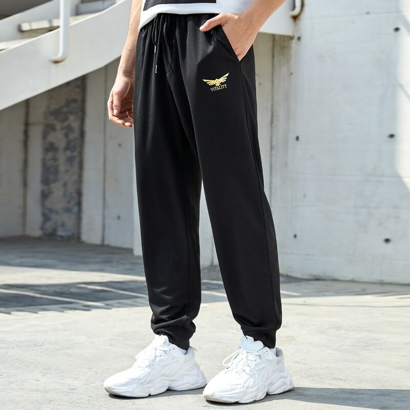 

Guys Letter and Eagle Print Sweatpants, Black