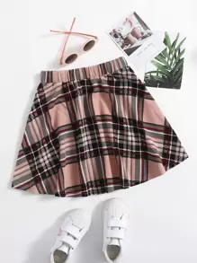 SHEIN 女孩格紋半身裙