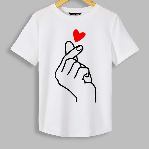 

Heart & Hand Print Tee, White