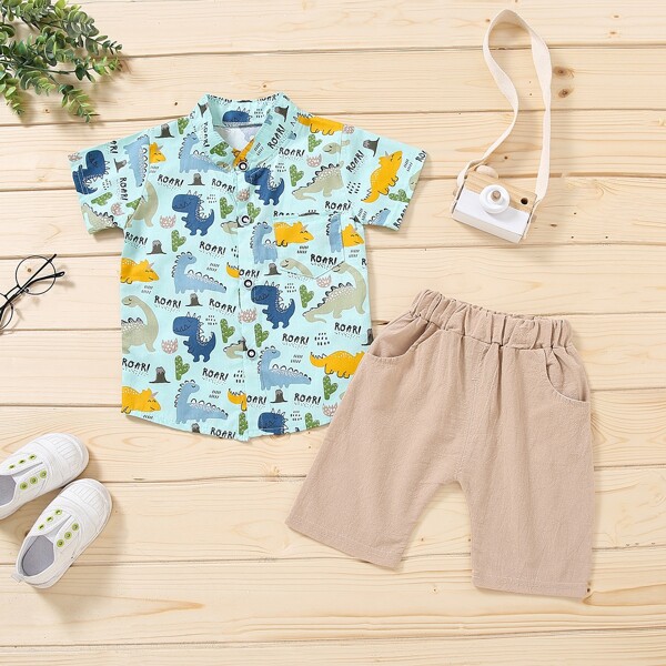 

Toddler Boys Dinosaur & Letter Graphic Shirt & Shorts, Multicolor