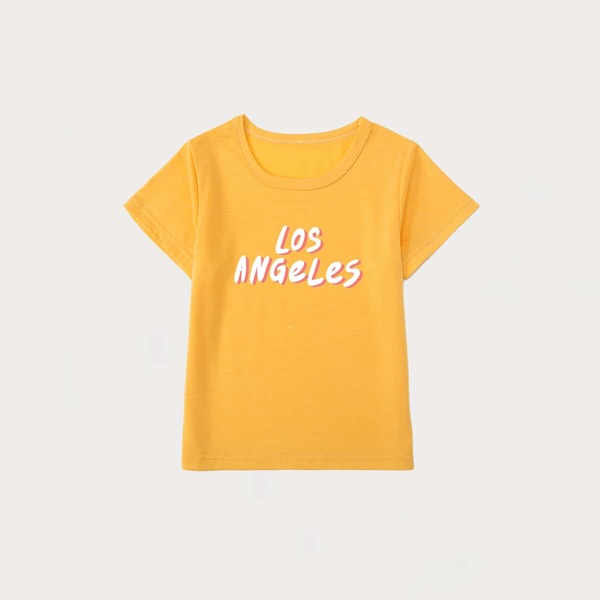 

Girls Letter Graphic Short Sleeve Tee, Yellow