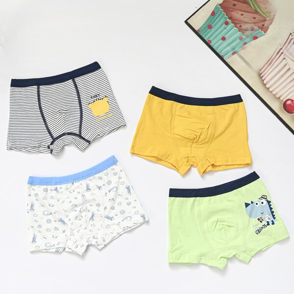 

Toddler Boys Cartoon & Striped Print Boxer Brief, Multicolor