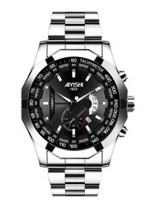 AIYISHI Reloj de cuarzo de hombres de puntero redondo - Plateado - Ver 2