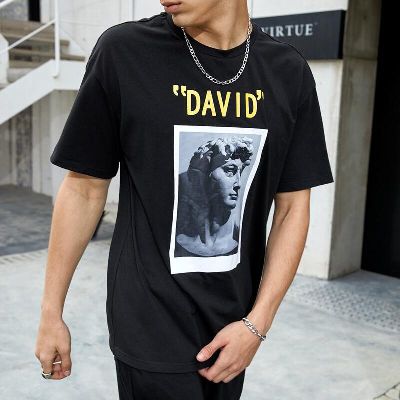 

Guys Letter and Figure Graphic Top & Shorts Set, Black