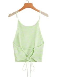 SHEIN EZwear 十字交叉後繫帶緞染針織上衣 - 薄荷綠 - 查看 1