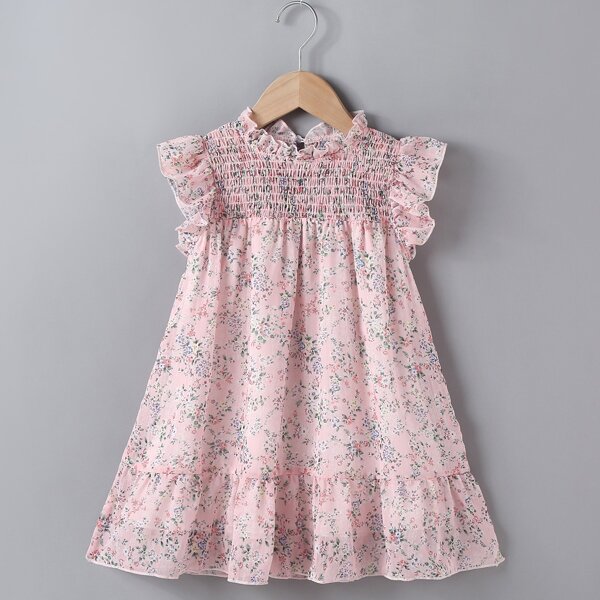 

Toddler Girls Ditsy Floral Shirred Dress, Pink