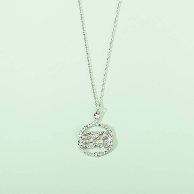 

Snake Design Pendant Necklace, Silver