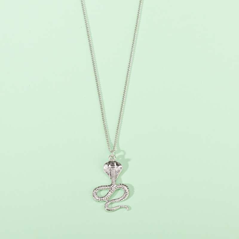 

Snake Design Pendant Necklace, Silver
