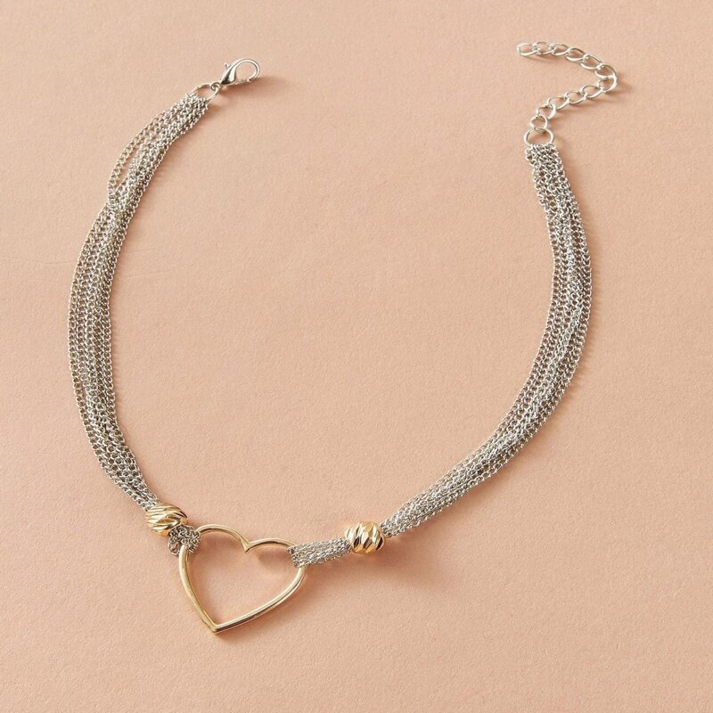 

Heart Design Chain Choker, Gold