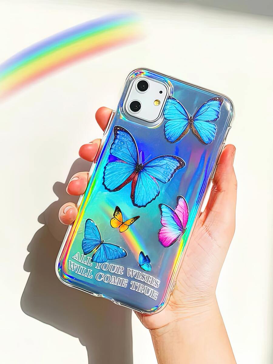 Funda compatible con iphone láser con patrón de corazón