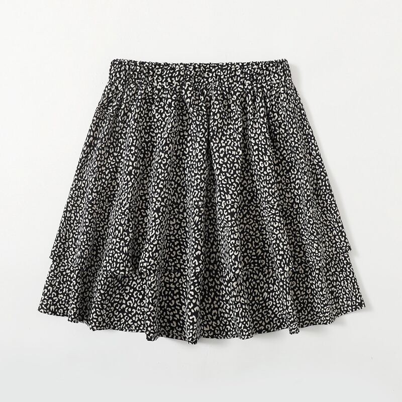 

Leopard Layered Skirt, Black