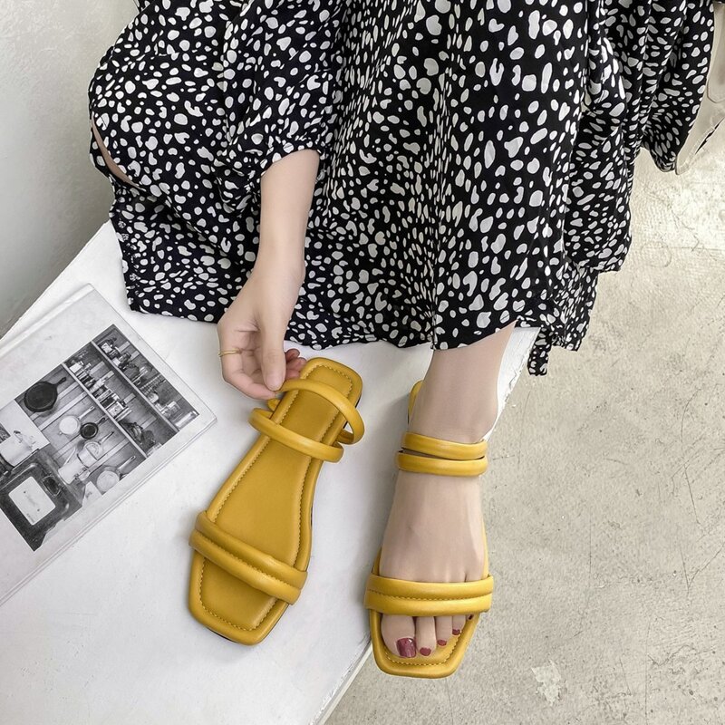 

Simple Strap Slide Sandals, Yellow