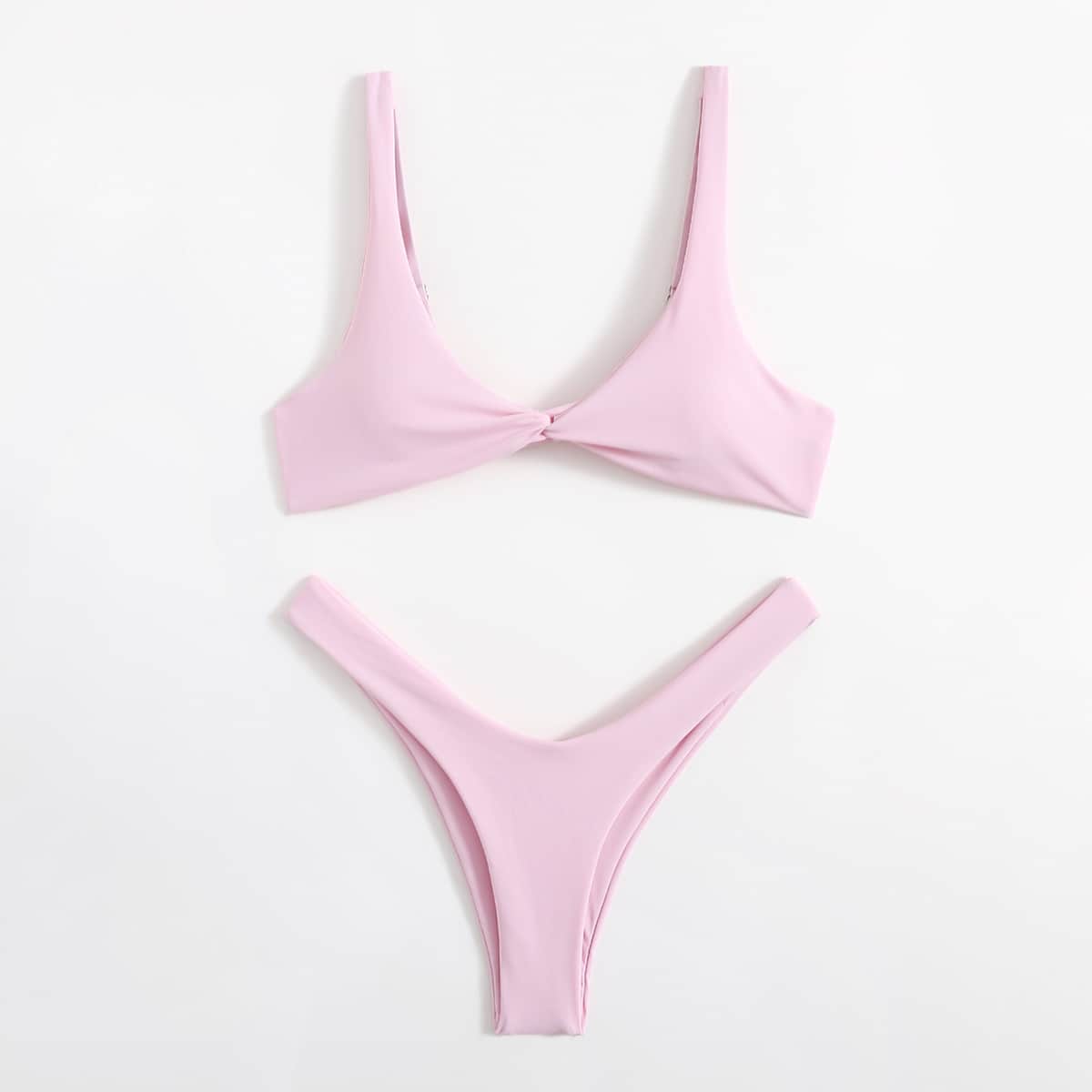 

Twist High Cut Bikini Swimsuit, Pink
