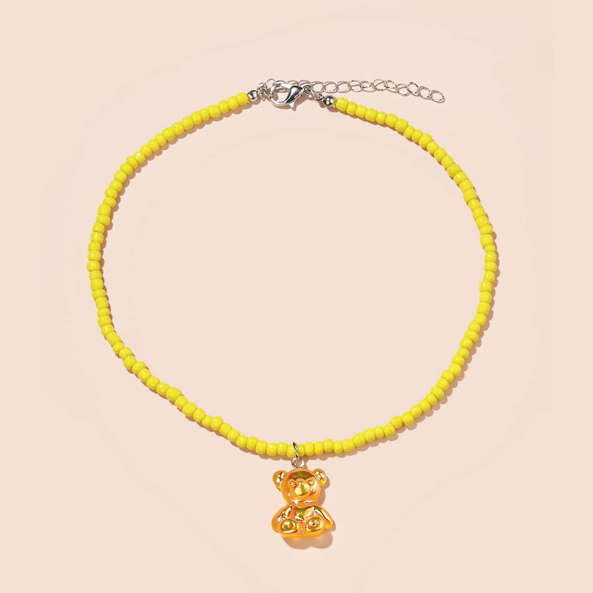 

Cartoon Bear Beaded Necklace, Yellow