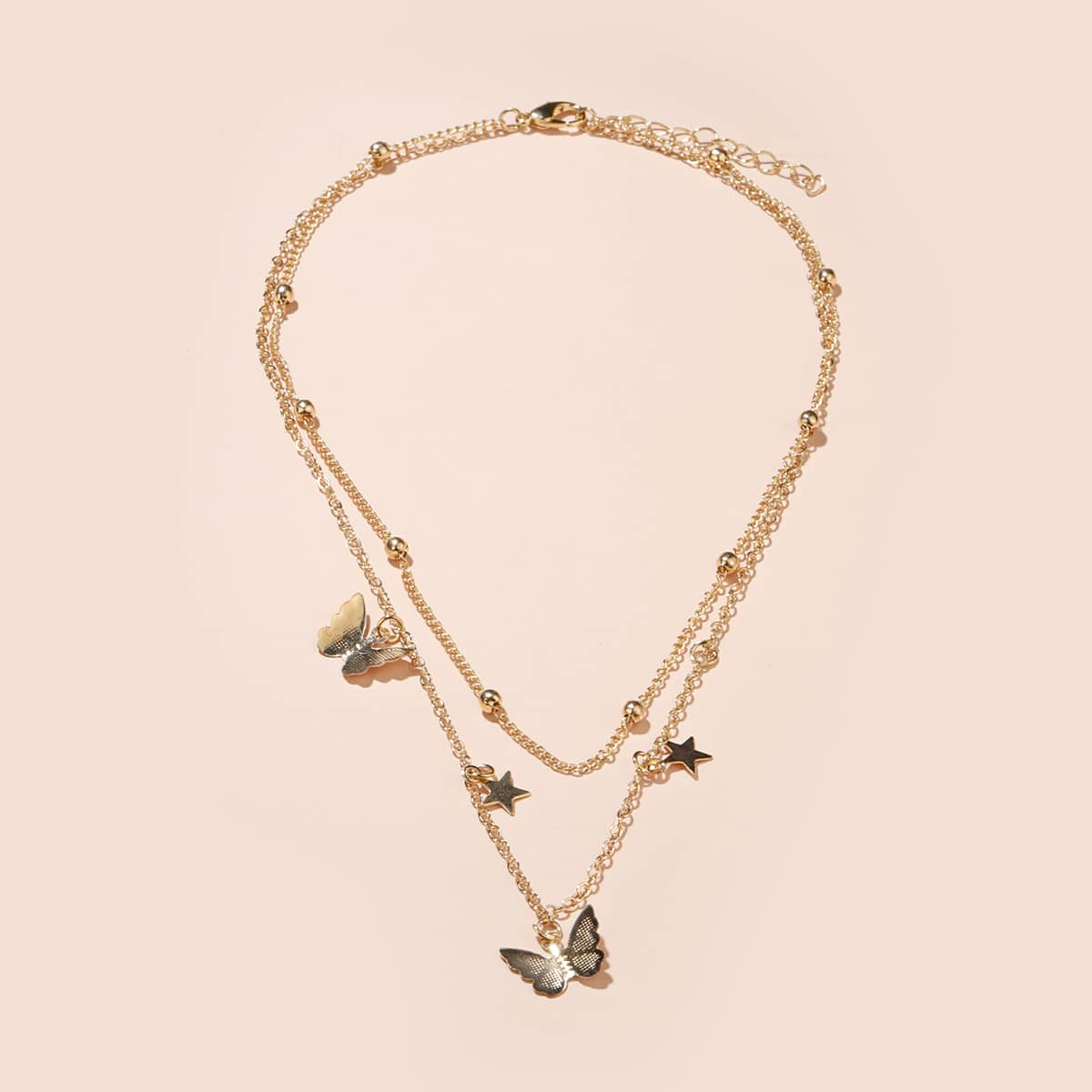 

Butterfly Design Layered Necklace, Gold