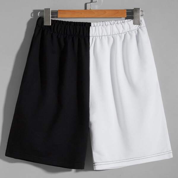 

Men Two Tone Track Shorts, Black and white