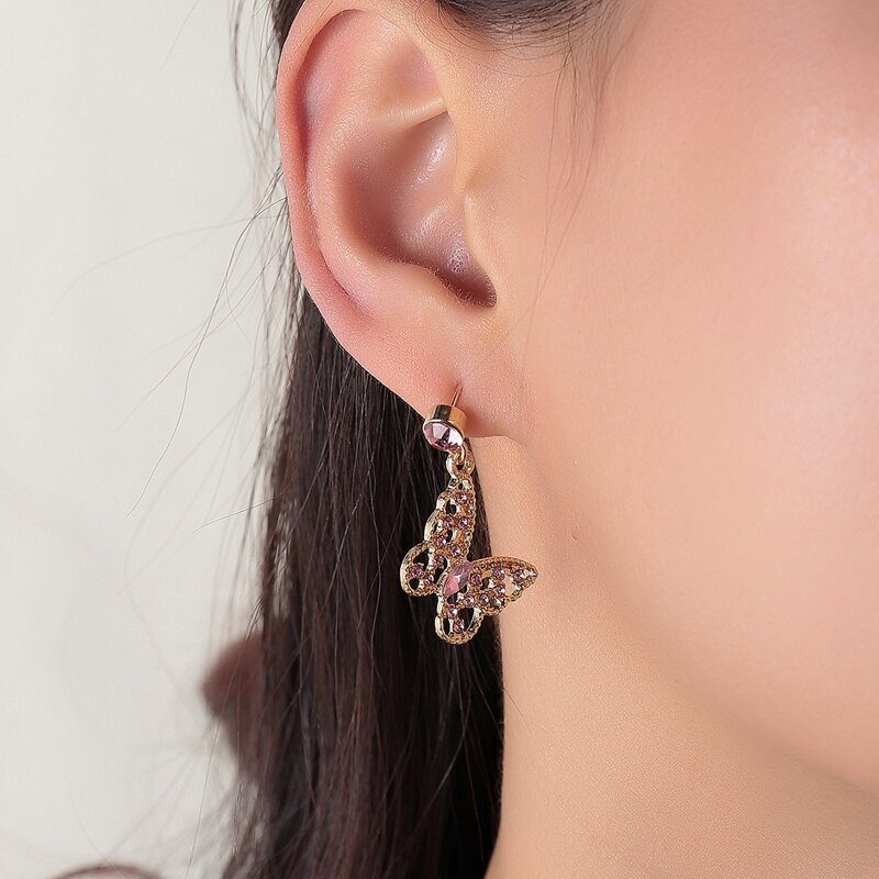 

1pair Butterfly Design Drop Earrings, Multicolor