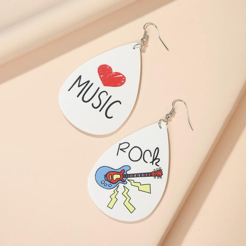 

1pair Water Drop Letter Earrings, Multicolor red and white