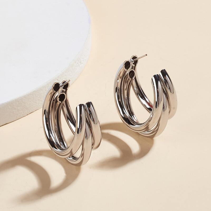 

1pair Simple Hoop Earrings, Gold