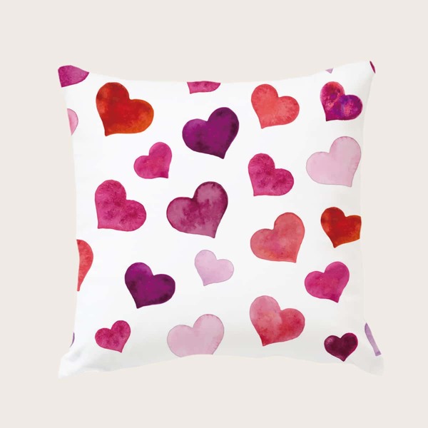 

Heart Print Cushion Cover Without Filler, Multicolor