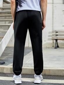 Manfinity Men Letter Graphic Joggers - Black - View 2