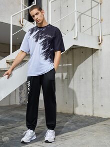 Manfinity Men Letter Graphic Joggers - Black - View 5