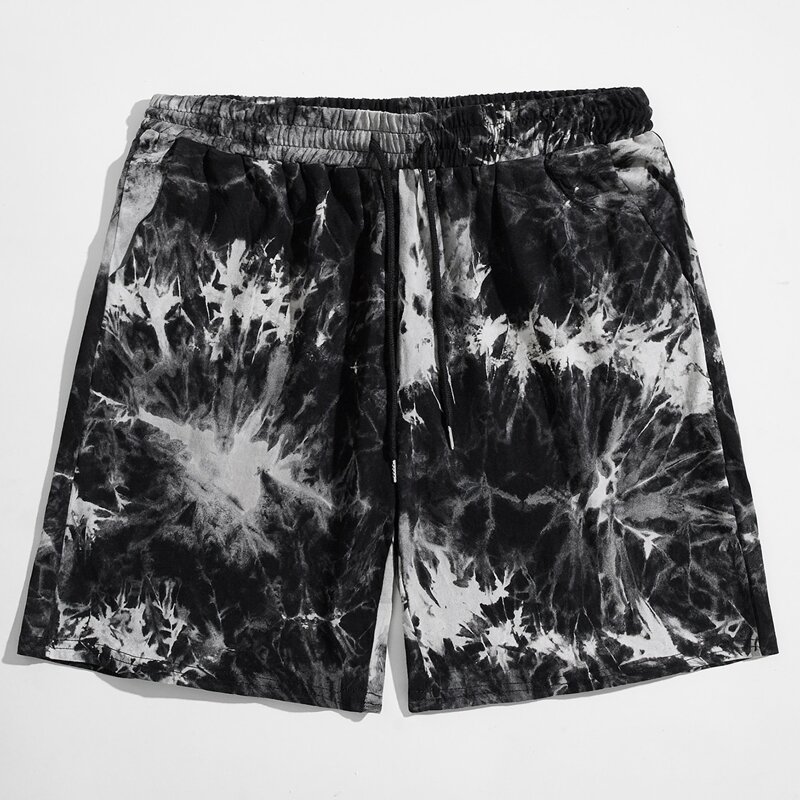 

Guys Tie Dye Drawstring Shorts, Black and white