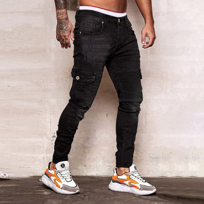 

Guys Biker Jeans, Black