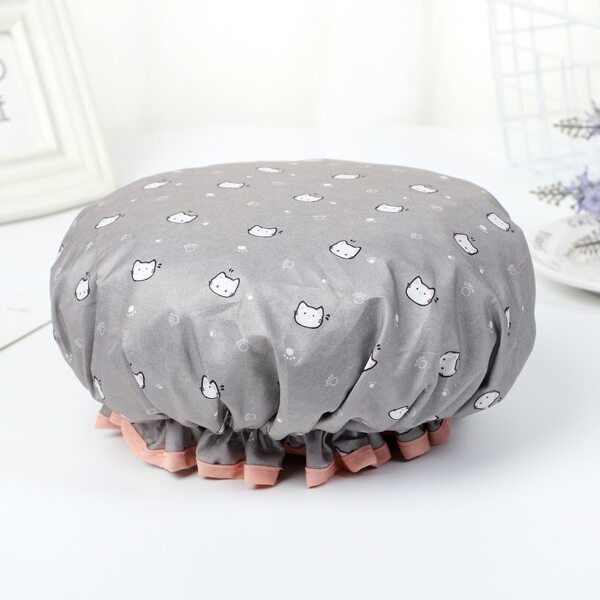 

Cartoon Cat Print Shower Cap, Grey
