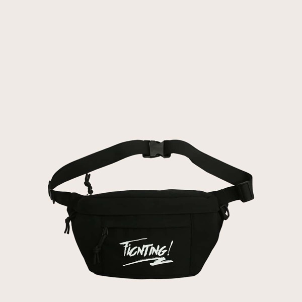 

Men Letter Graphic Fanny Pack, Black