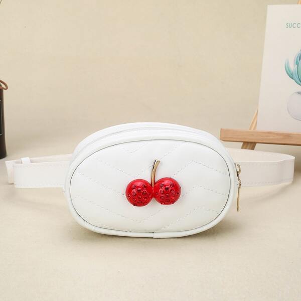 

Girls Cherry Decor Fanny Pack, White