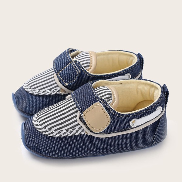 

Baby Boy Velcro Strap Striped Flats, Blue